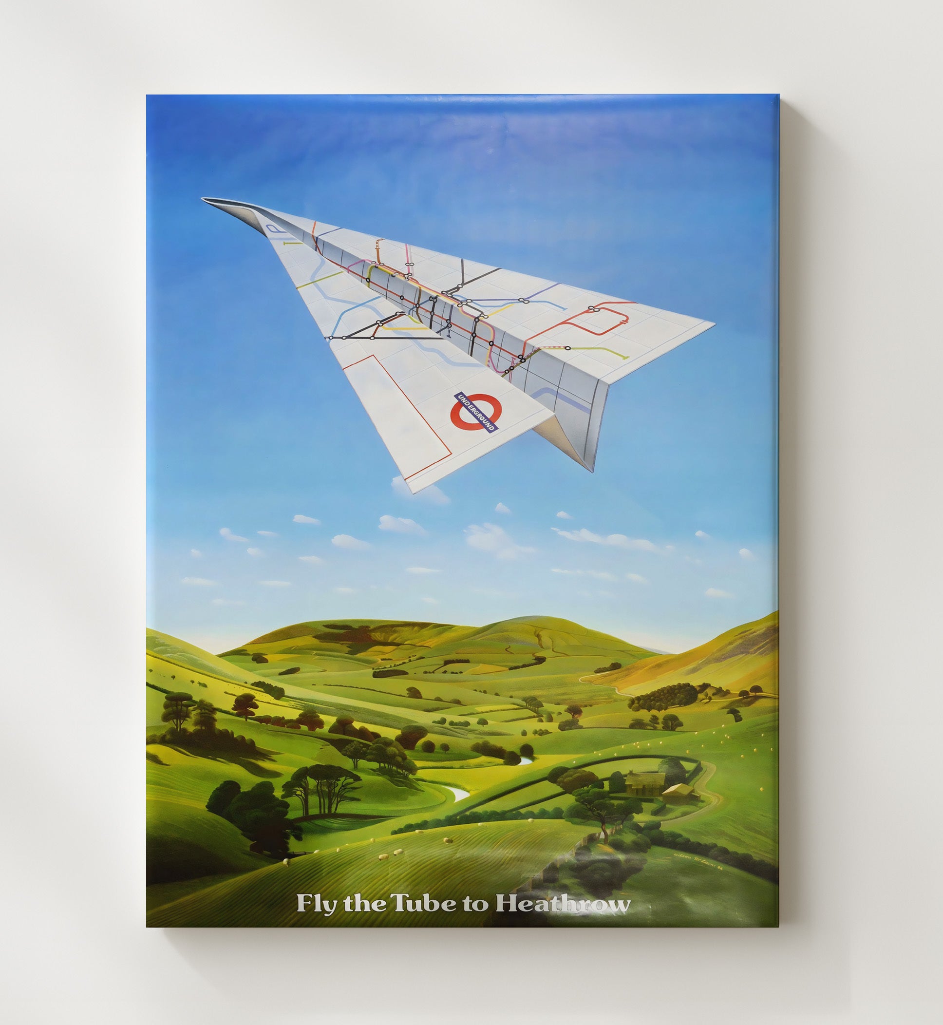 London Fly the Tube Vintage Travel Print 20x24 Canvas travel wall art print