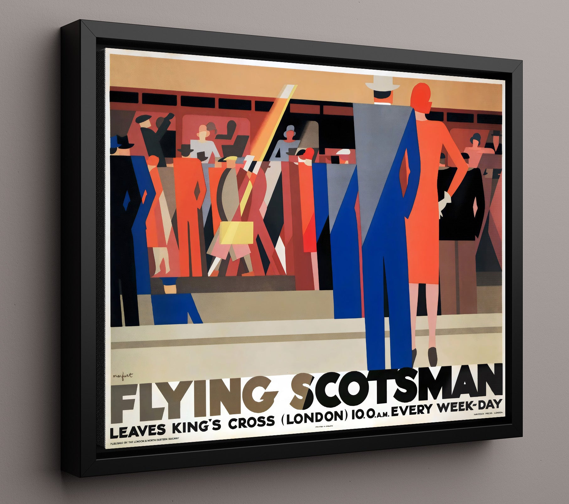 London Flying Scotsman Vintage Travel Print 16x20 Framed Canvas travel wall art print