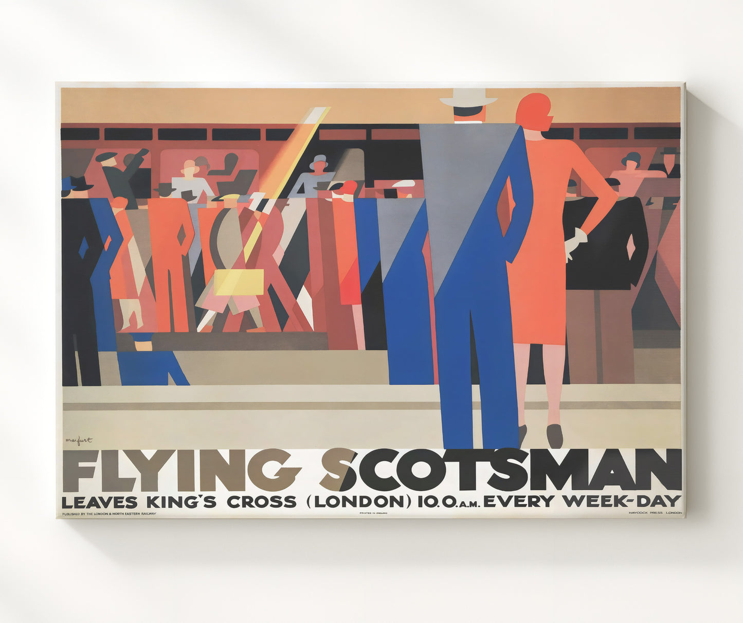 London Flying Scotsman Vintage Travel Print 20x24 Canvas travel wall art print