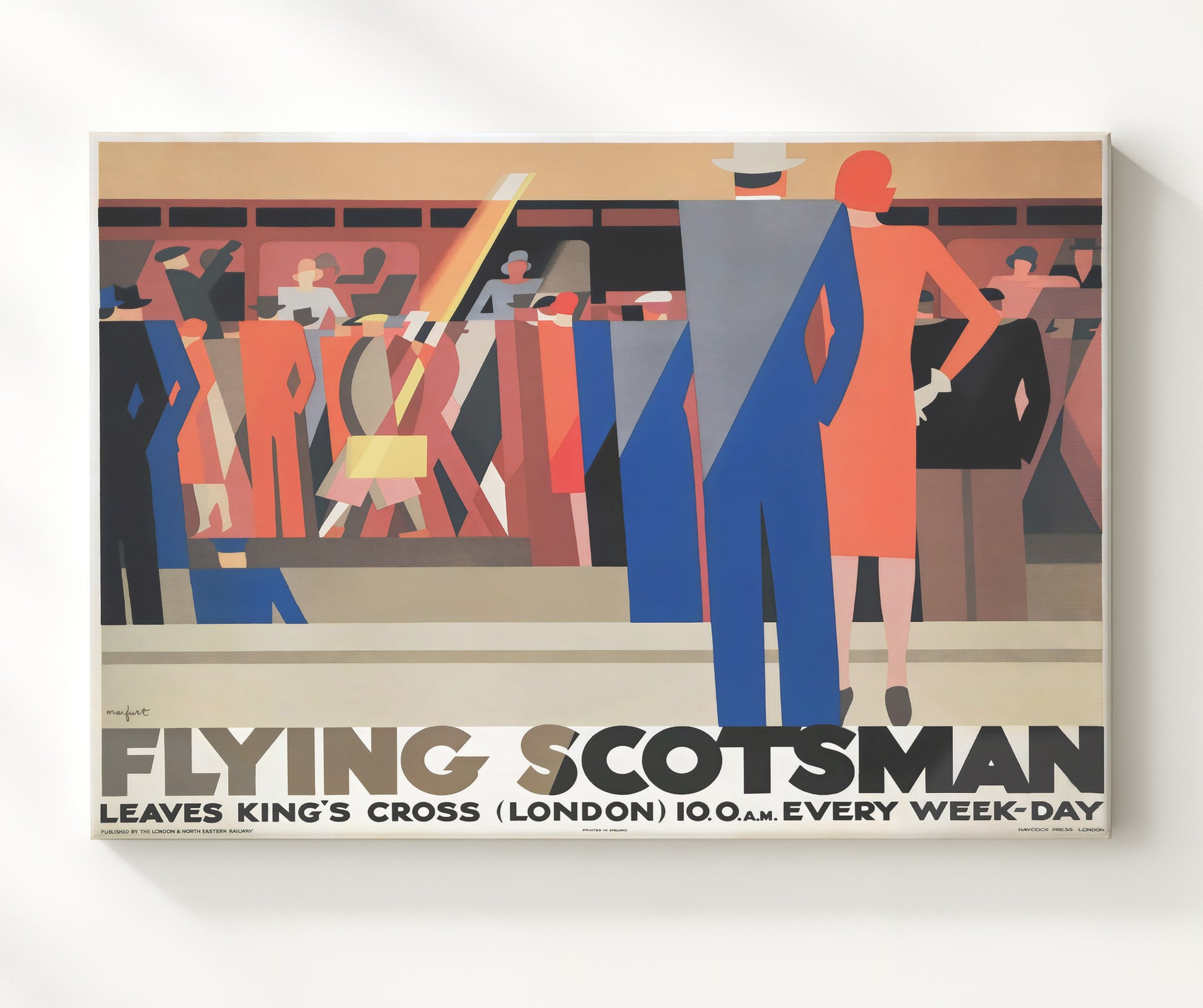 London Flying Scotsman Vintage Travel Print 20x24 Canvas travel wall art print