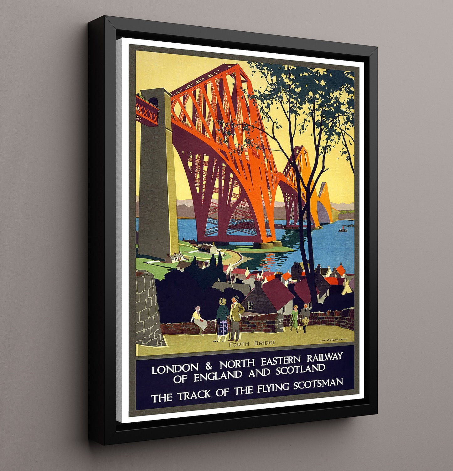 London Forth Bridge Railway Vintage Travel Print 16x20 Framed Canvas travel wall art print