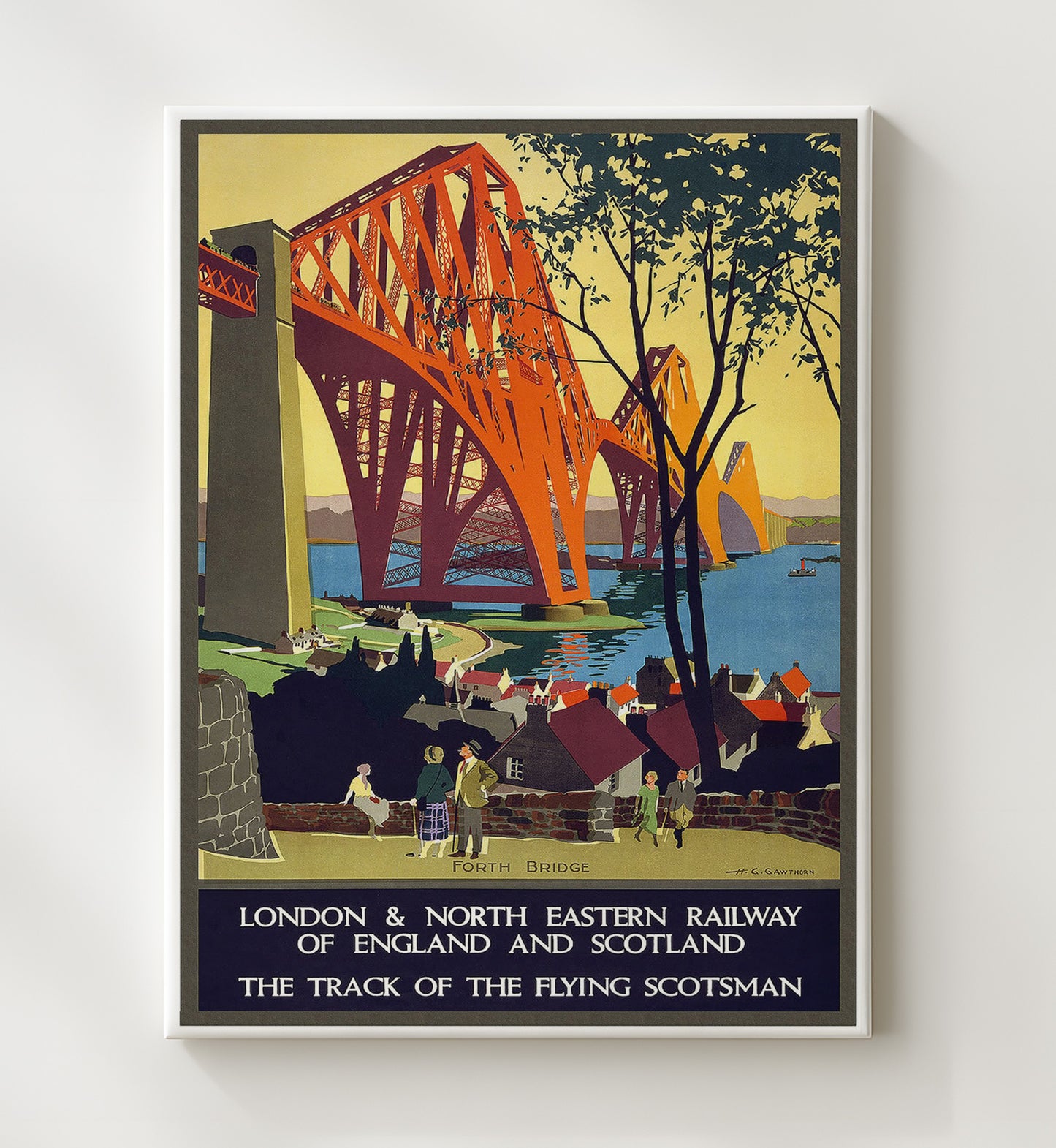 London Forth Bridge Railway Vintage Travel Print 20x24 Canvas travel wall art print