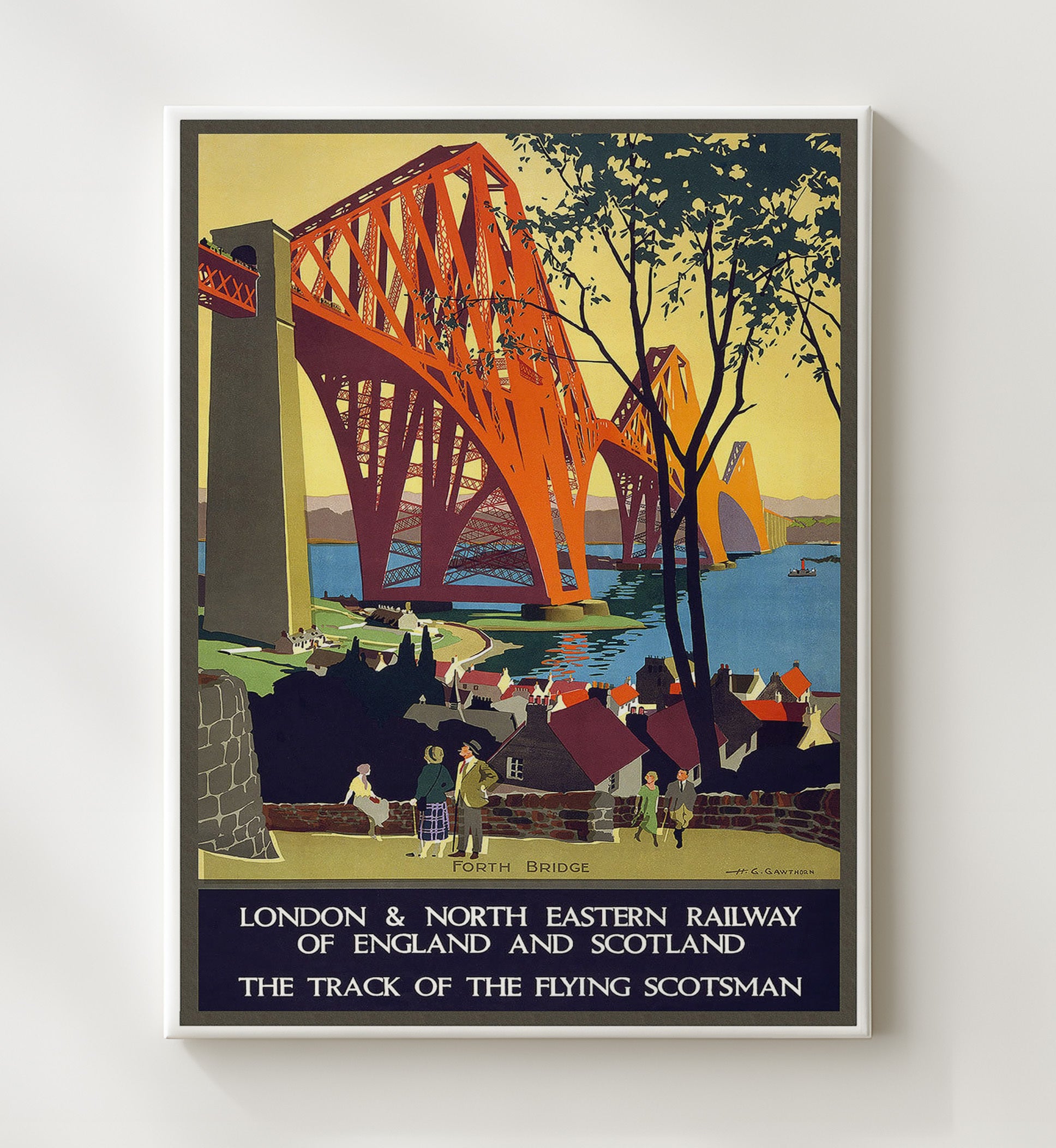 London Forth Bridge Railway Vintage Travel Print 20x24 Canvas travel wall art print