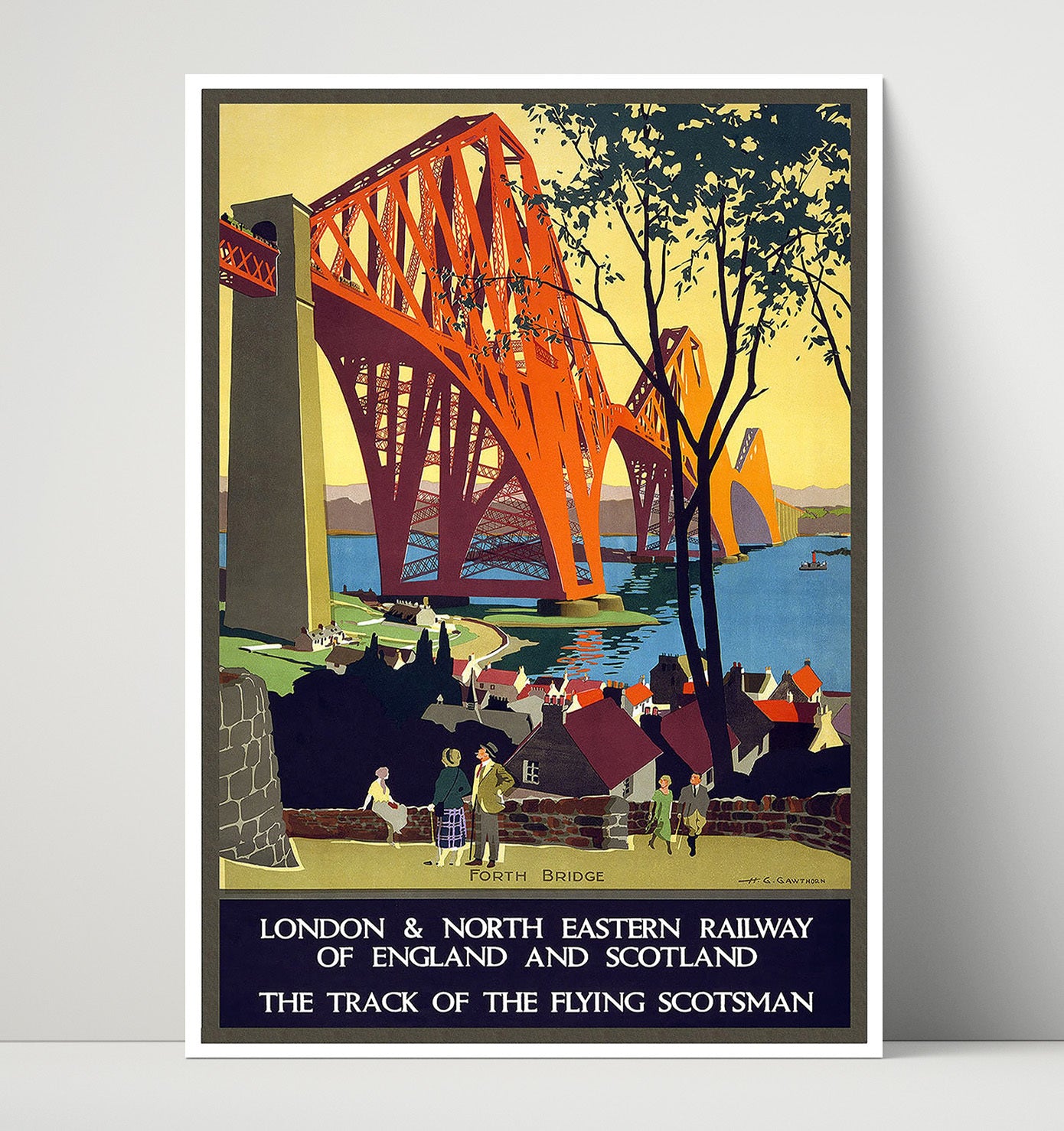 London Forth Bridge Railway Vintage Travel Print 16x20 Unframed Print travel wall art print