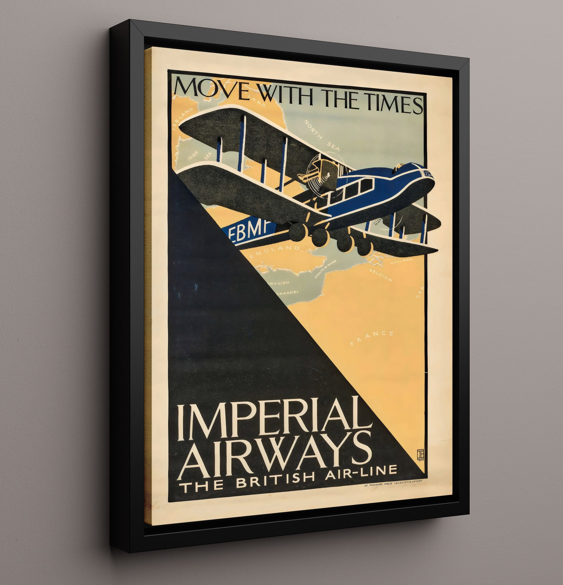 London Imperial Airways Vintage Travel Print 16x20 Framed Canvas travel wall art print