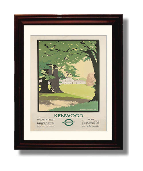 London Kenwood Vintage Travel Print 8x10 Beveled Frame travel wall art print
