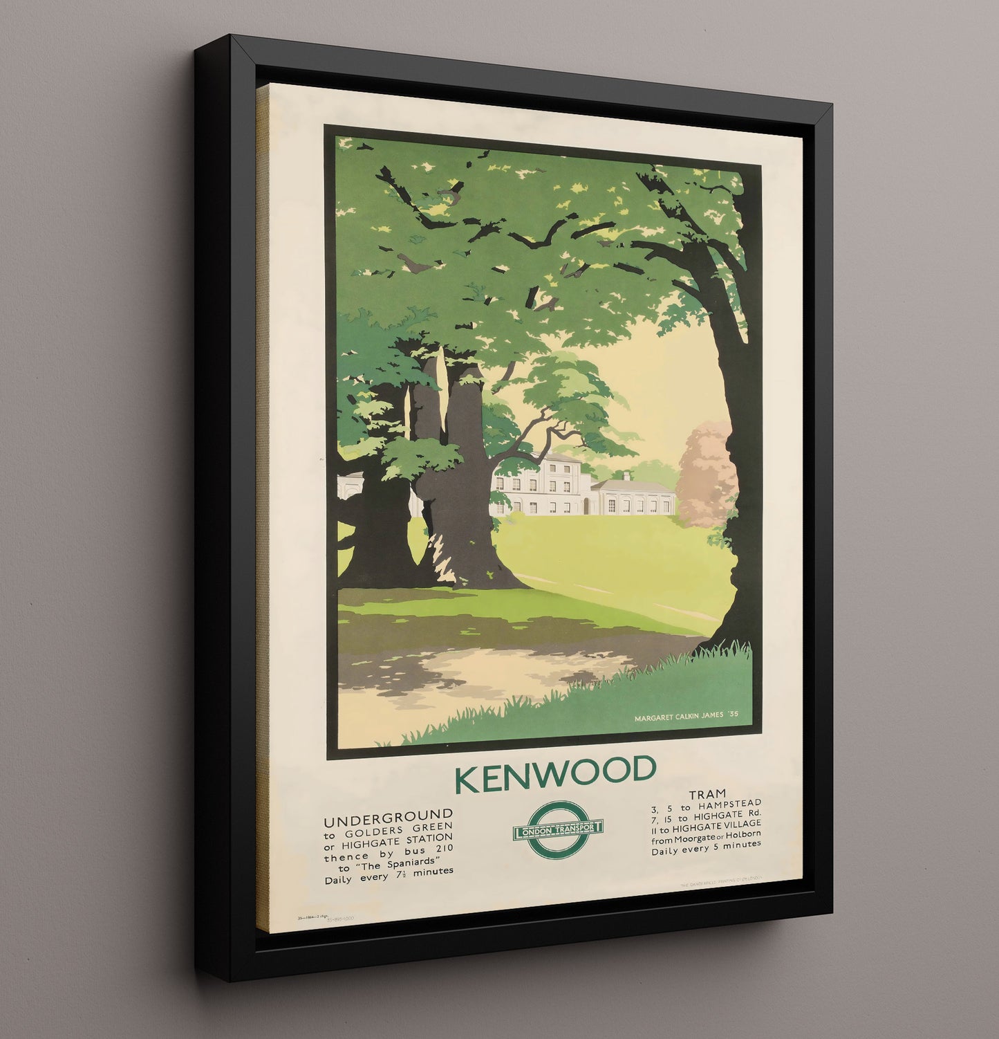 London Kenwood Vintage Travel Print 16x20 Framed Canvas travel wall art print