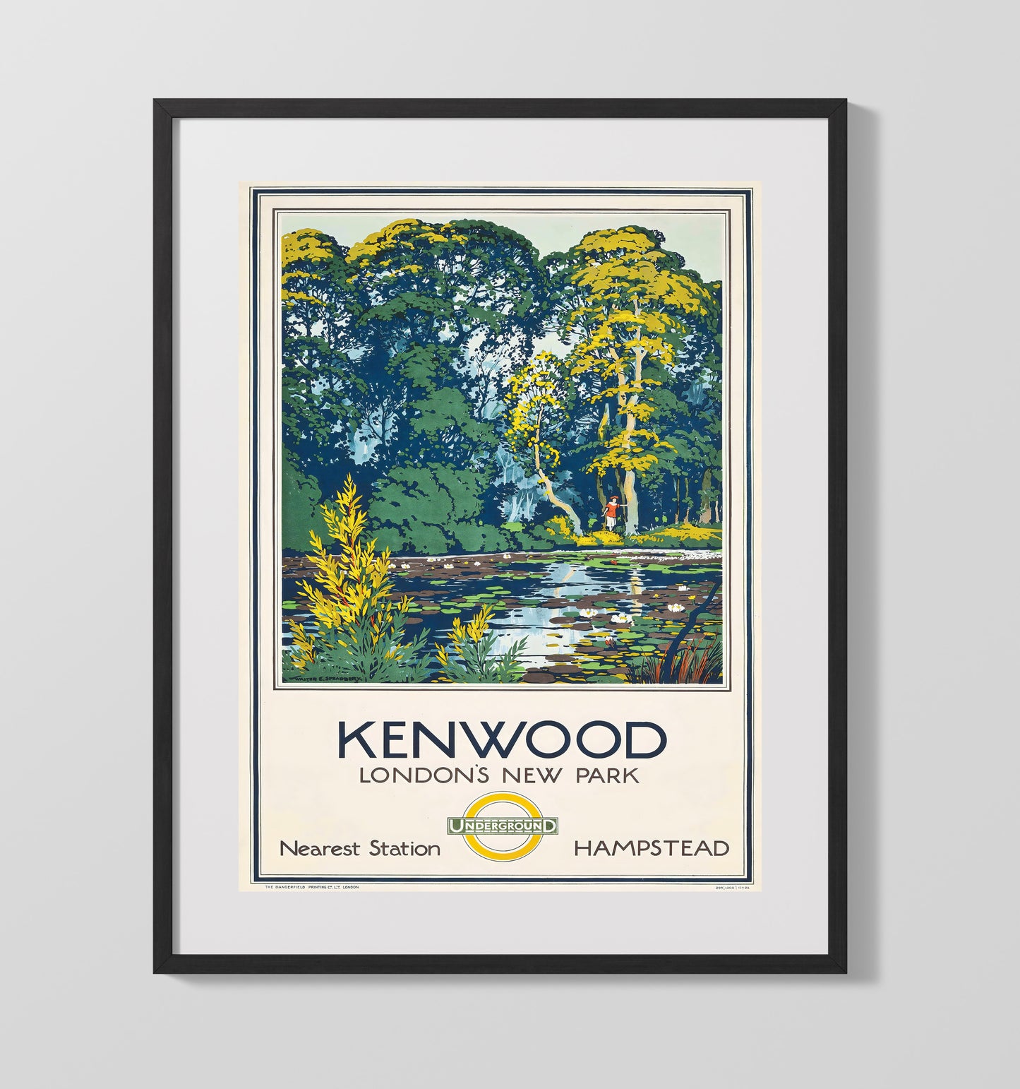London Kenwood Park Vintage Travel Print 16x20 Gallery Frame travel wall art print