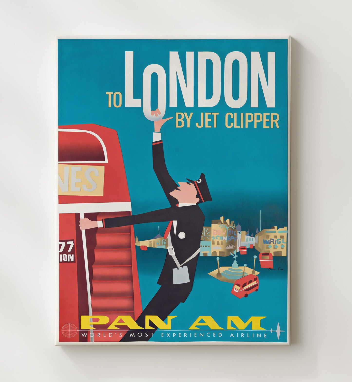 London Pan Am Jet Clipper Vintage Travel Print 20x24 Canvas travel wall art print