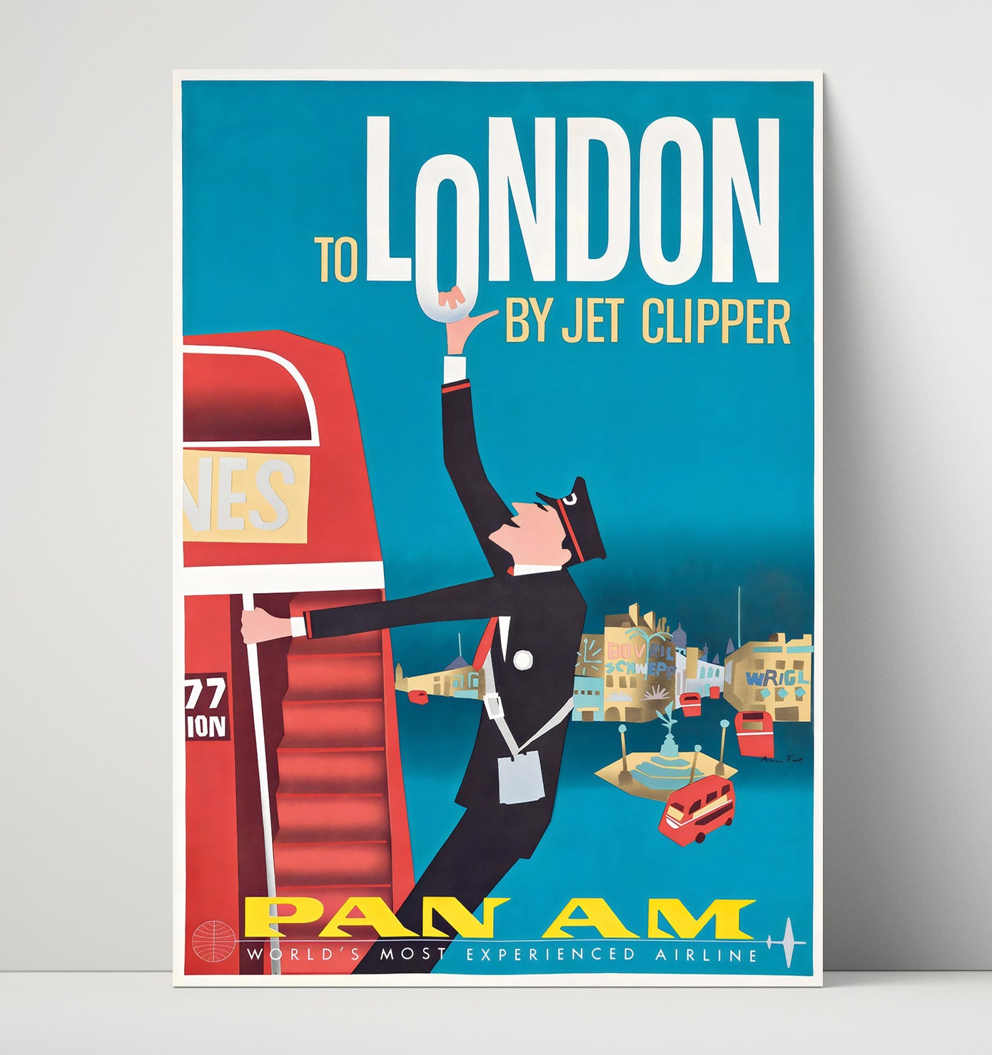 London Pan Am Jet Clipper Vintage Travel Print 16x20 Unframed Print travel wall art print