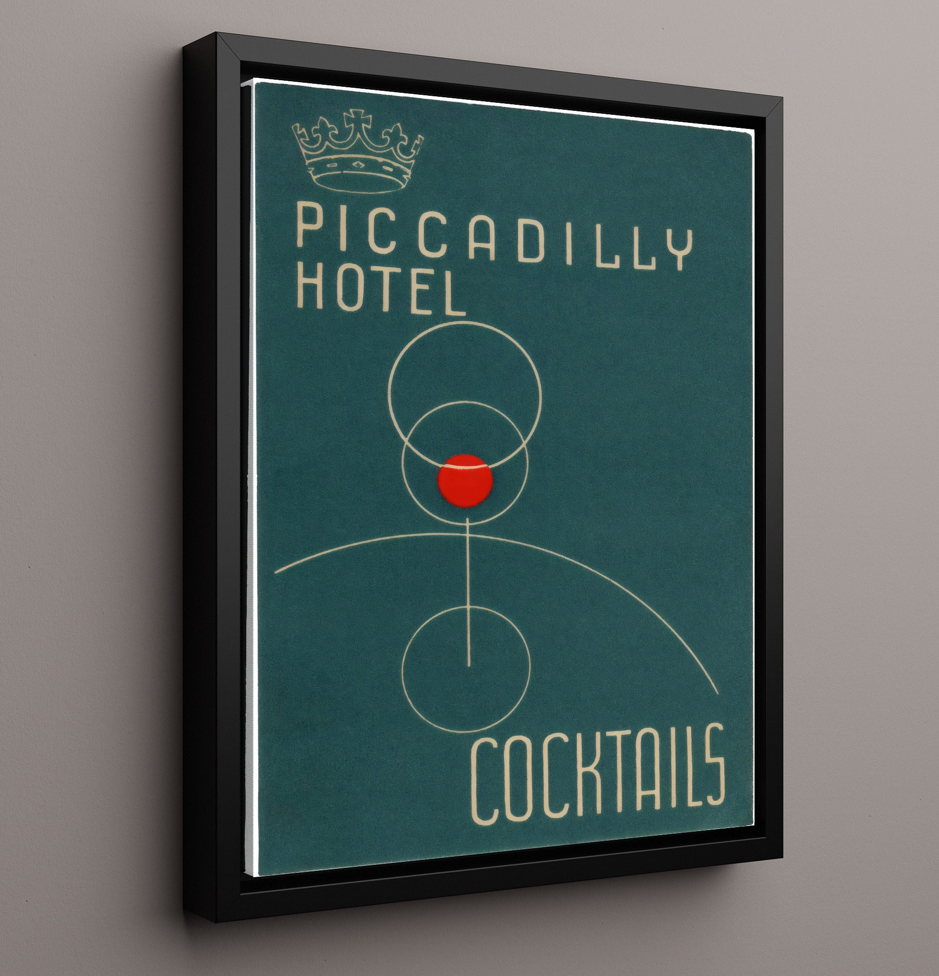 London Piccadilly Hotel Cocktails Vintage Travel Print 16x20 Framed Canvas travel wall art print