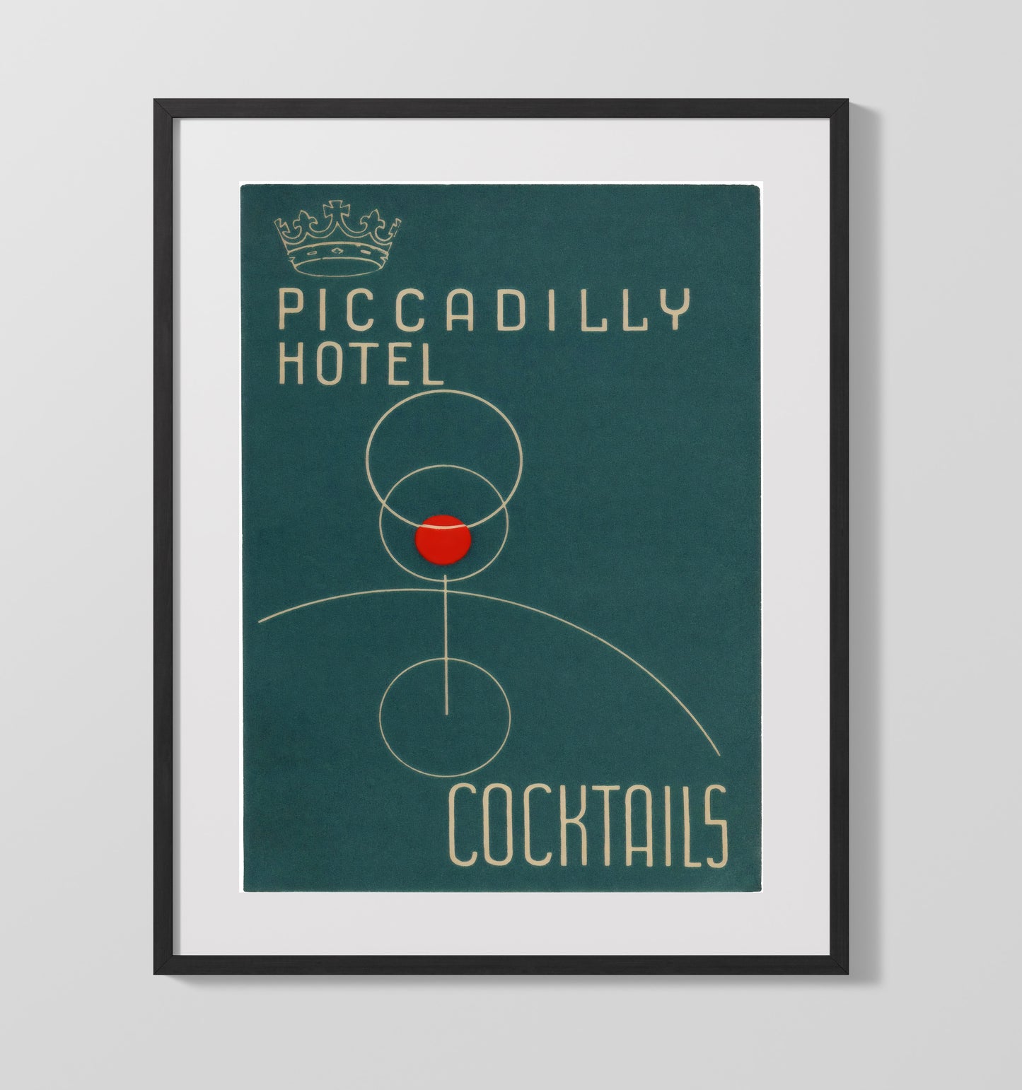 London Piccadilly Hotel Cocktails Vintage Travel Print 16x20 Gallery Frame travel wall art print