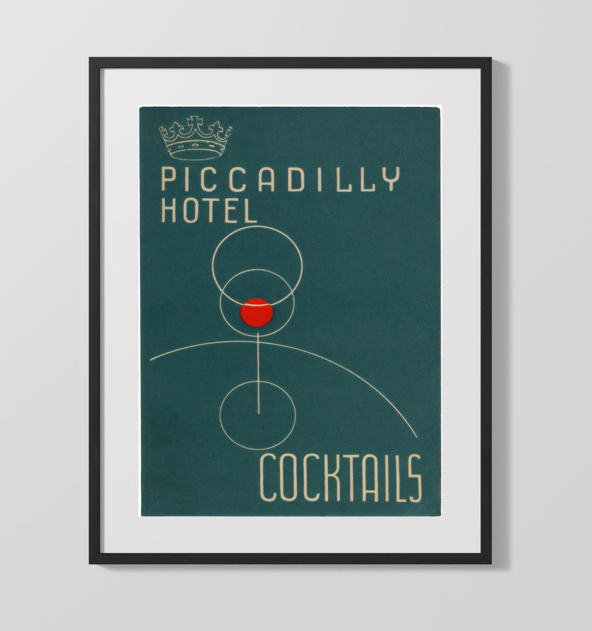 London Piccadilly Hotel Cocktails Vintage Travel Print 16x20 Gallery Frame travel wall art print