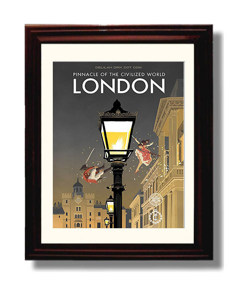 London Pinnacle of the Civilized World Vintage Travel Print 8x10 Beveled Frame travel wall art print