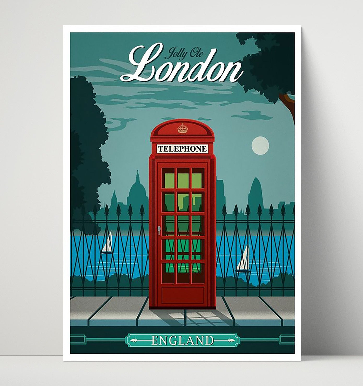 London Telephone Box Vintage Travel Print 16x20 Unframed Print travel wall art print