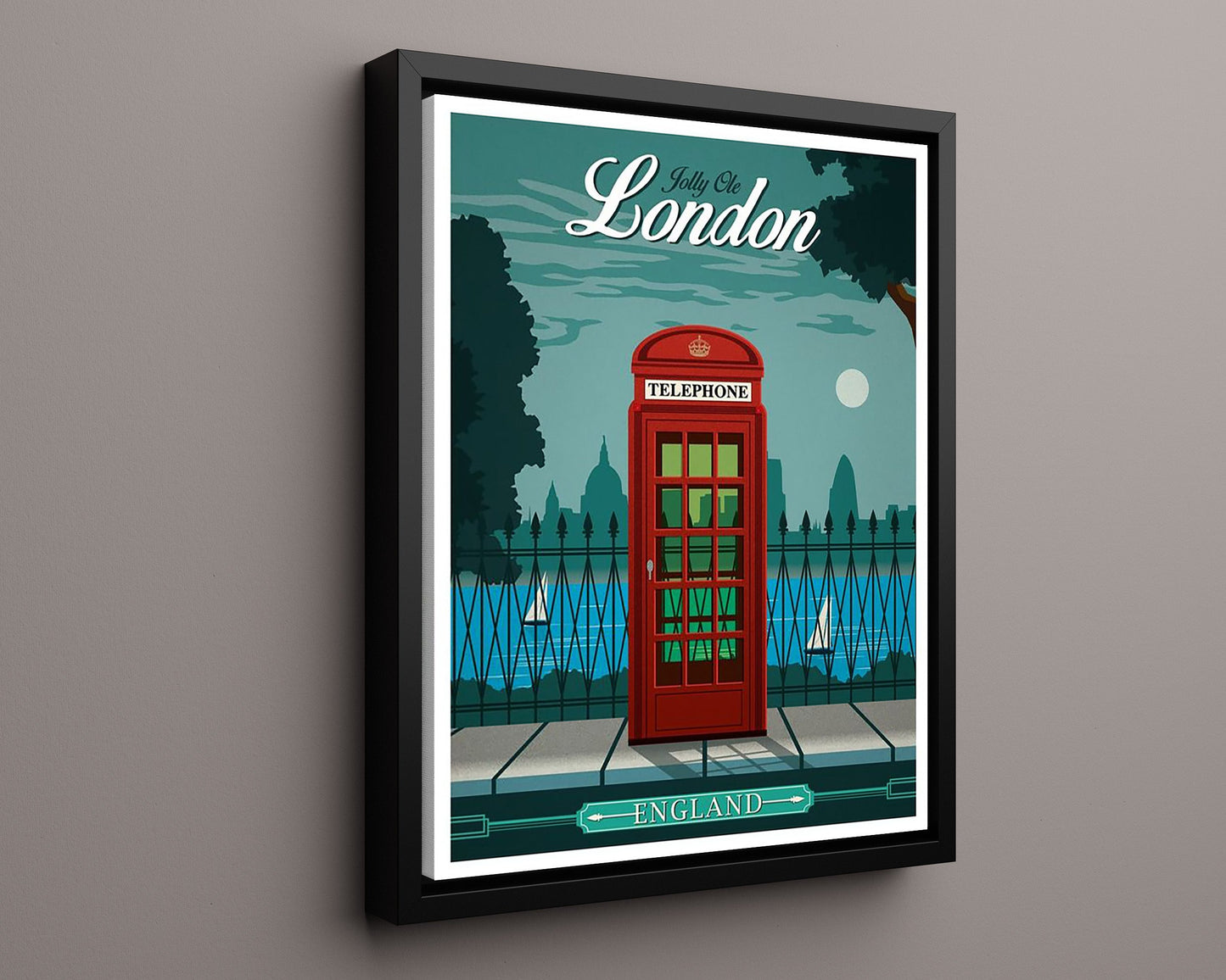 Classic Travel Poster - London - Red Bus and Black Cab