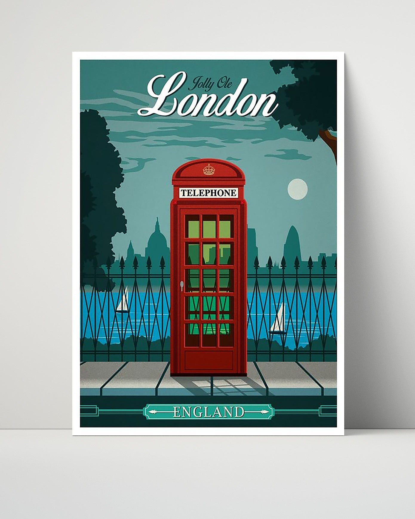 Classic Travel Poster - London - Red Bus and Black Cab