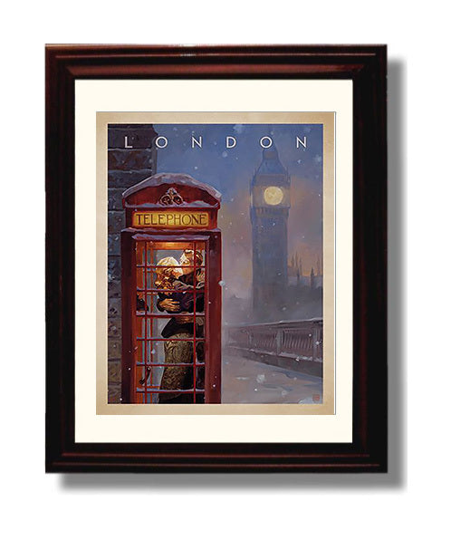 London Telephone Romance travel poster wall art 8x10 Canvas