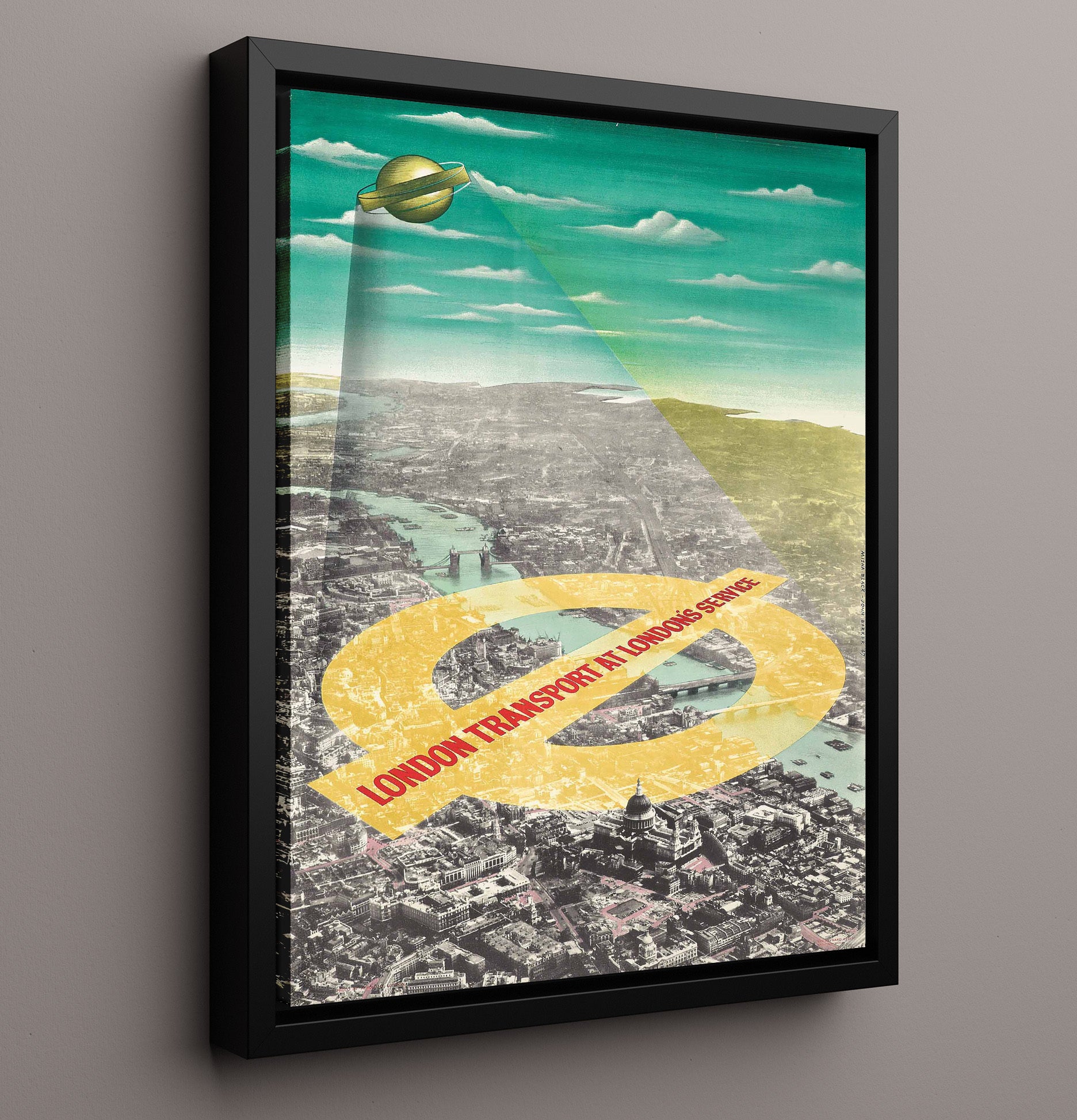 London Transport Service Vintage Travel Print 16x20 Framed Canvas travel wall art print