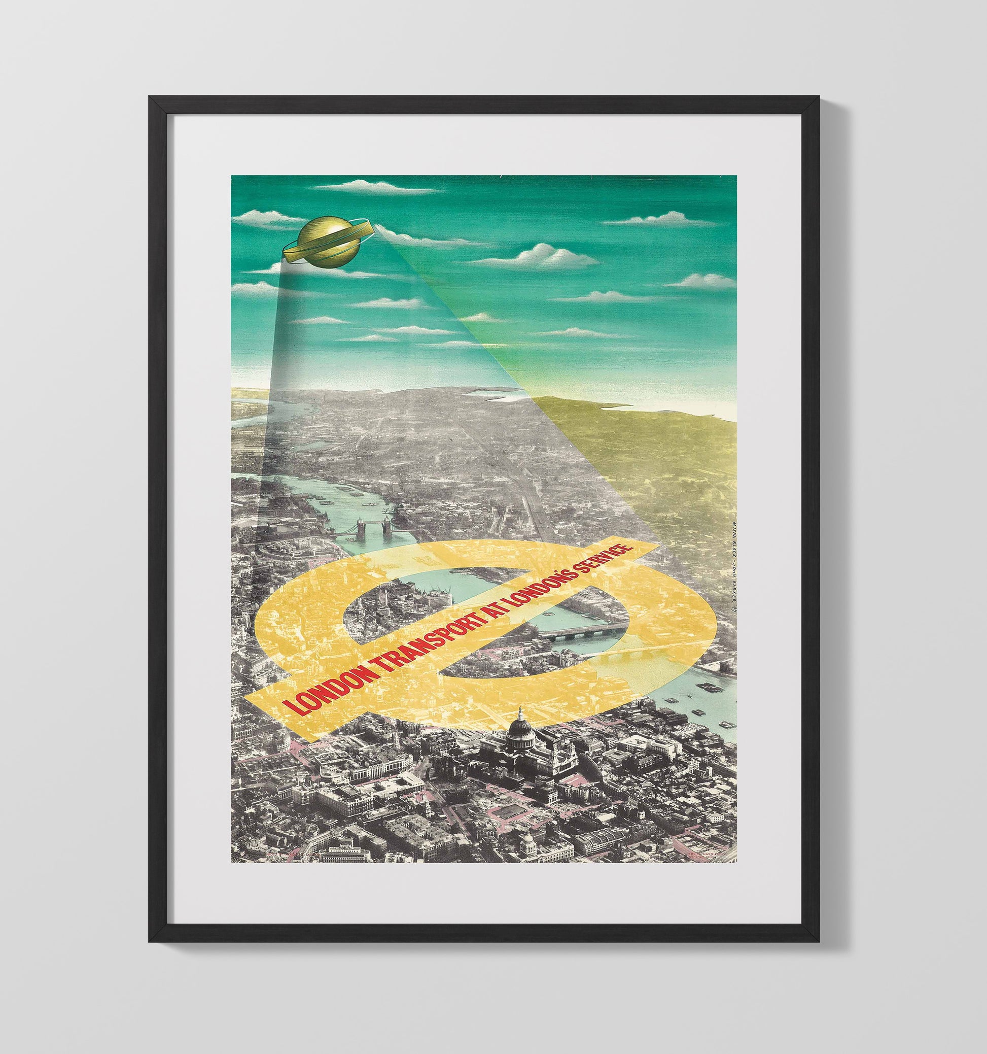 London Transport Service Vintage Travel Print 16x20 Gallery Frame travel wall art print