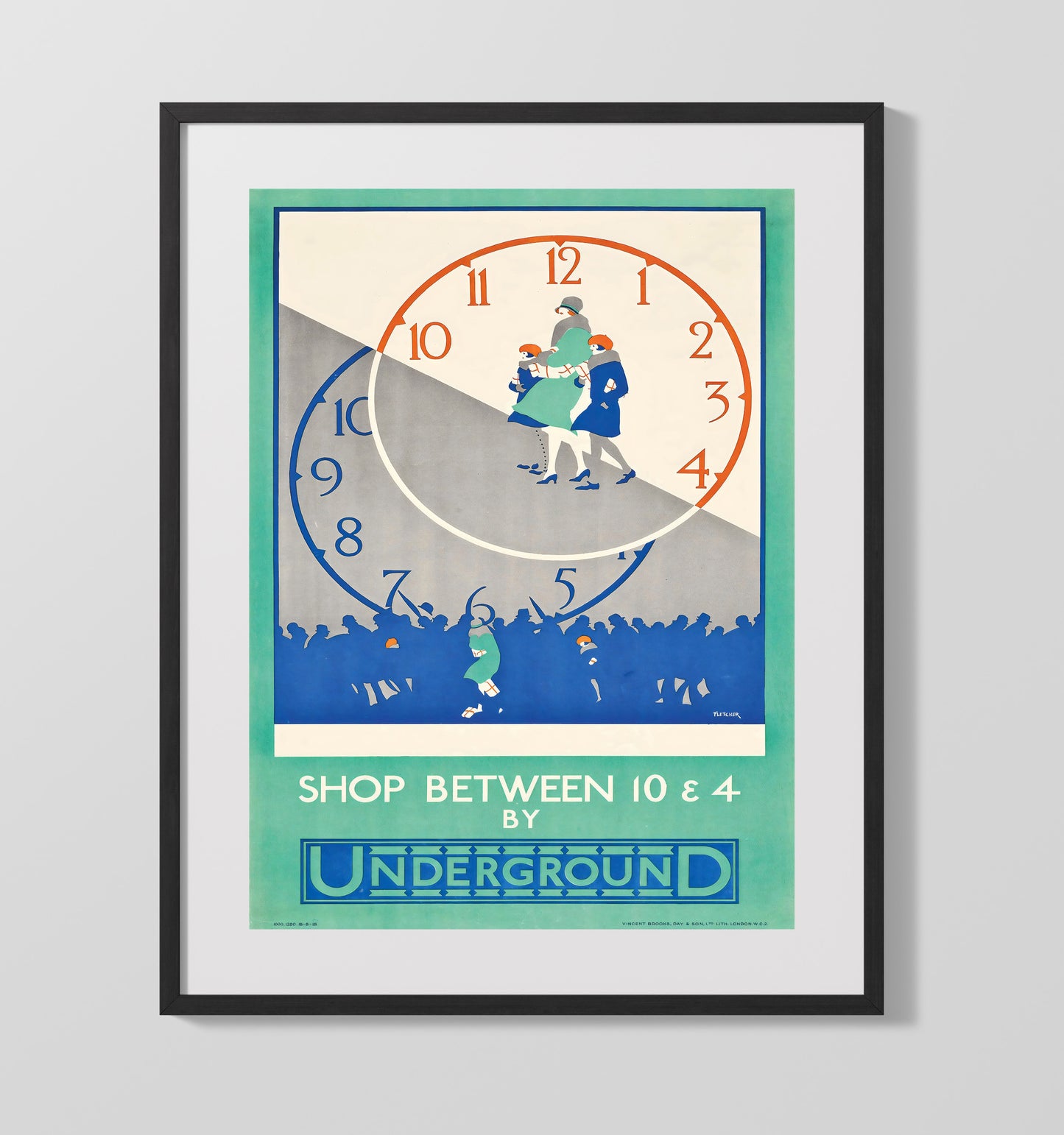 London Underground Shopping Vintage Travel Print 16x20 Gallery Frame travel wall art print