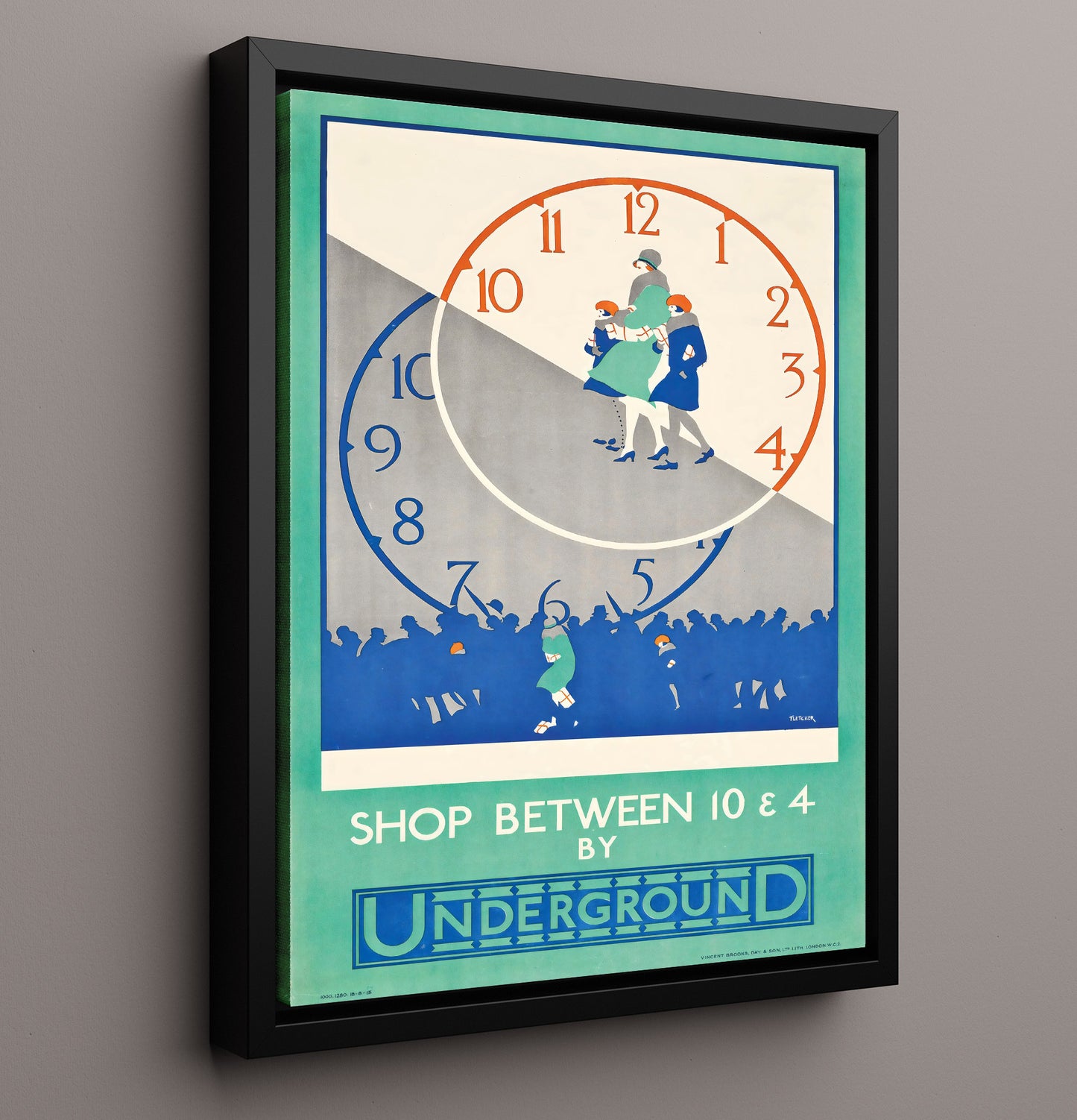 London Underground Shopping Vintage Travel Print 16x20 Framed Canvas travel wall art print