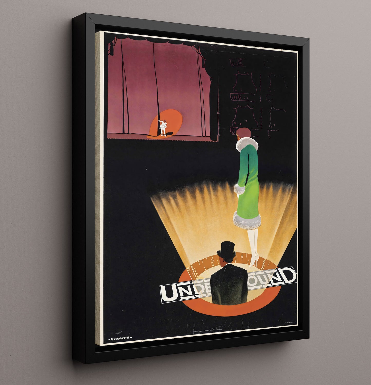 London Underground Theatre Vintage Travel Print 16x20 Framed Canvas travel wall art print