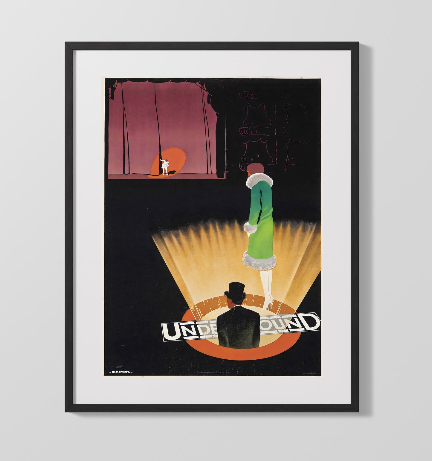 London Underground Theatre Vintage Travel Print 16x20 Gallery Frame travel wall art print