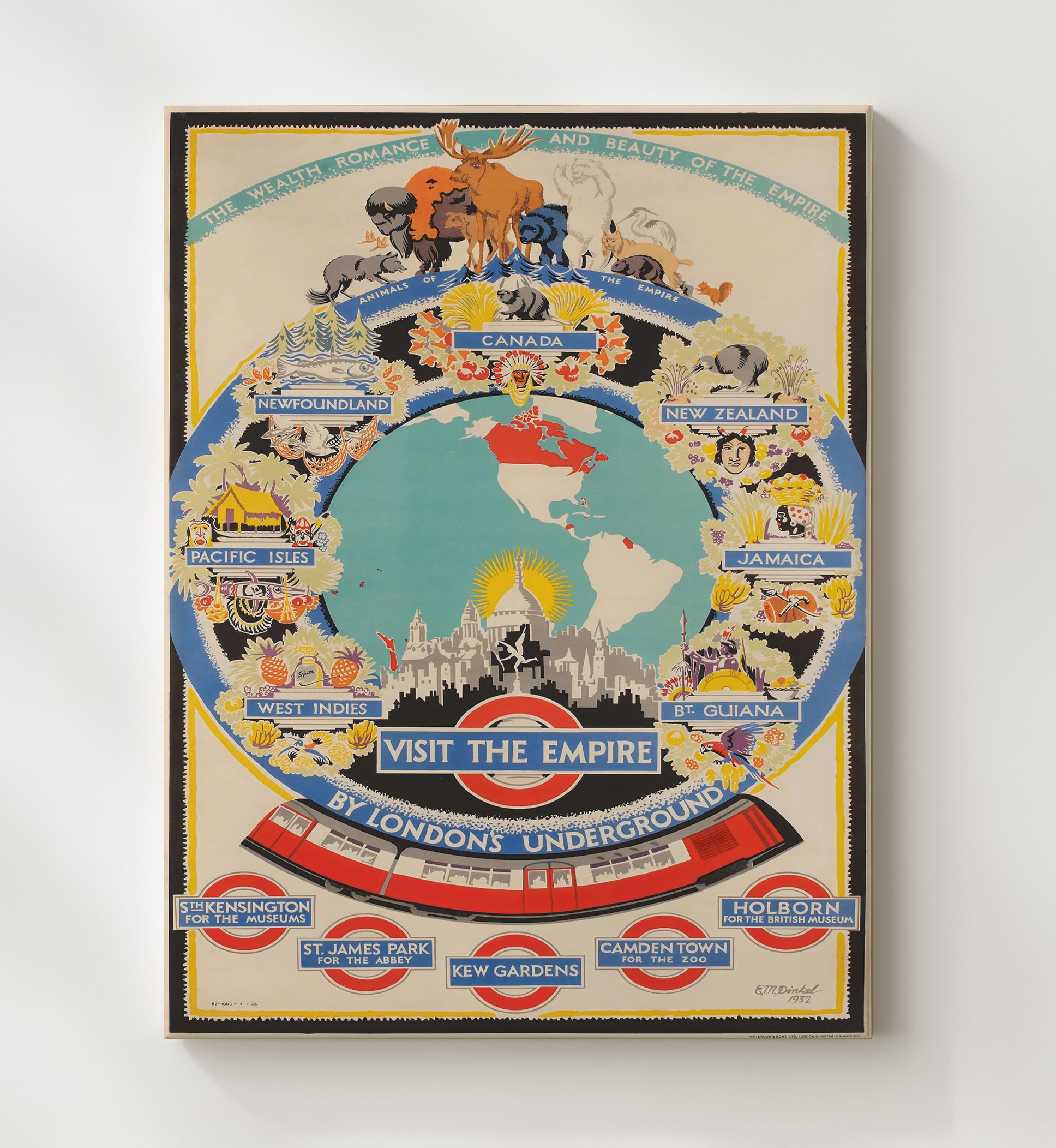 London Visit the Empire Underground Vintage Travel Print 20x24 Canvas travel wall art print