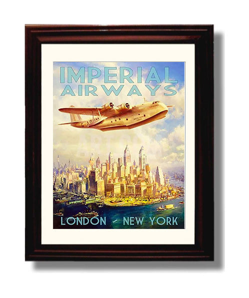 London New York Imperial Airways travel poster wall art 8x10 Canvas