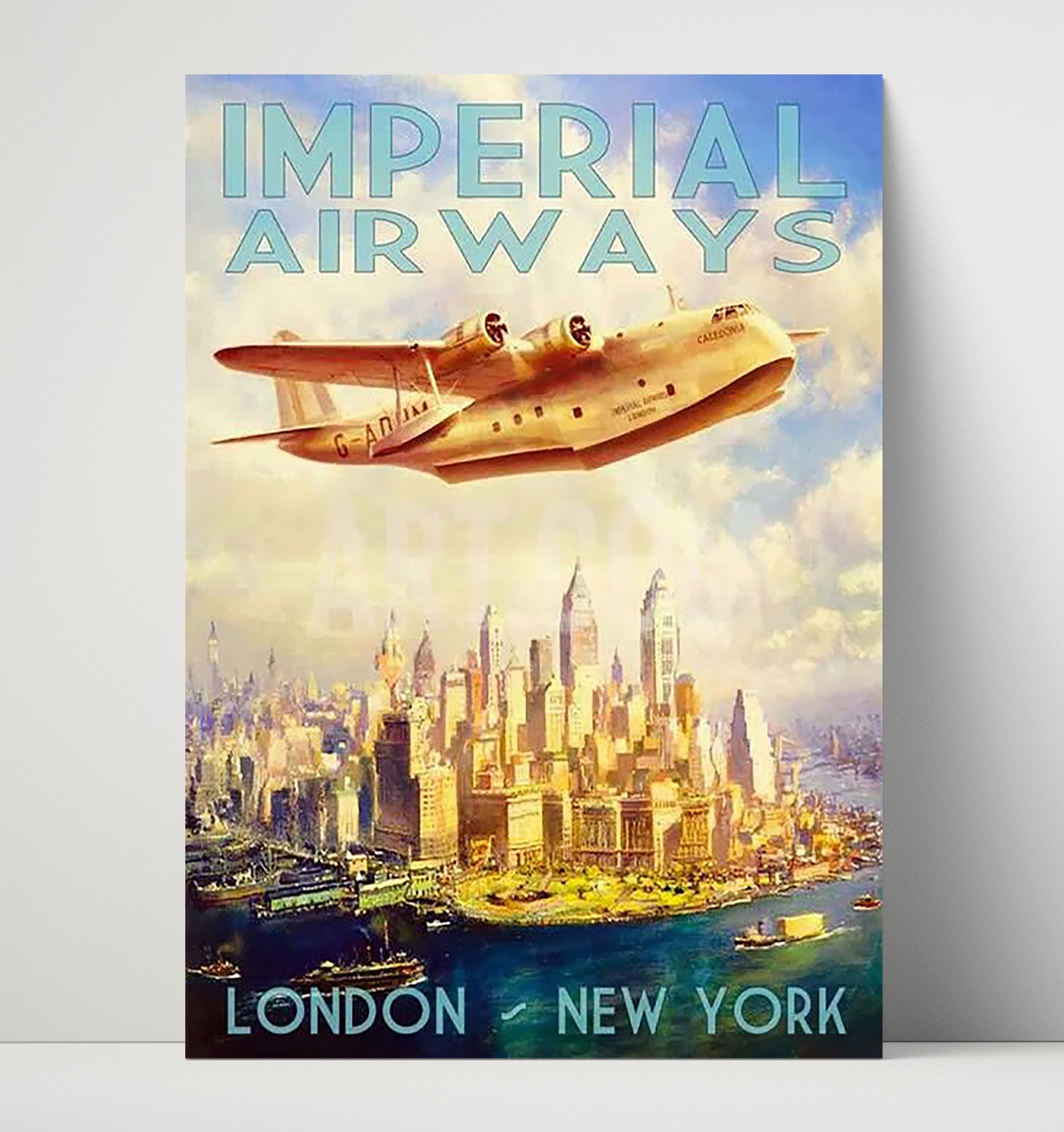 London New York Imperial Airways Vintage Travel Print 16x20 Unframed Print travel wall art print