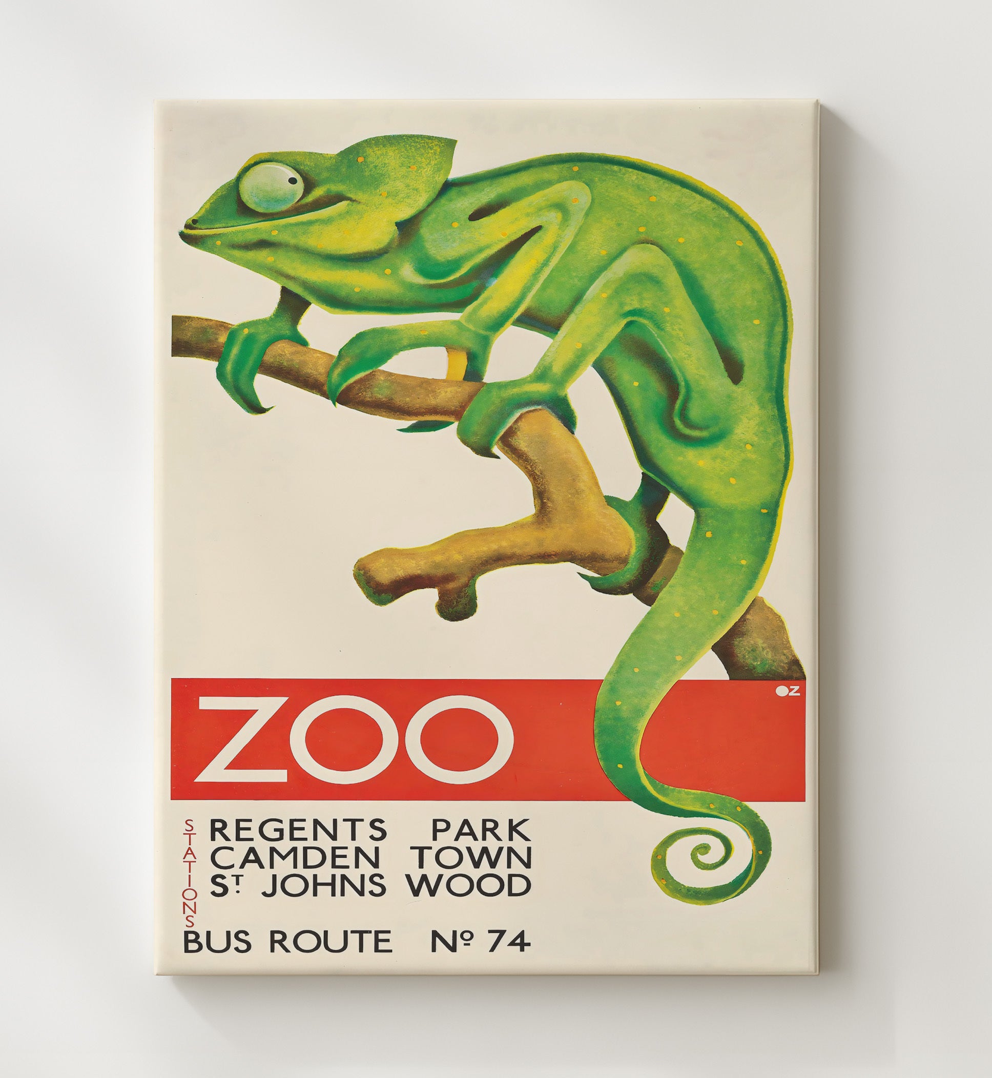 London Zoo Camden Town Chameleon Vintage Travel Print 20x24 Canvas travel wall art print