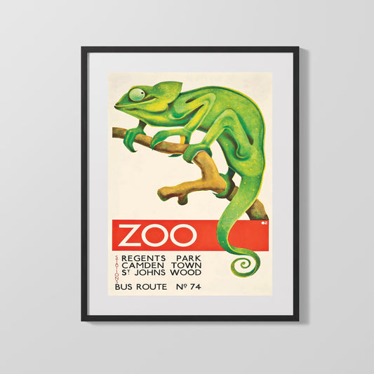 Classic Travel Poster - London Zoo - Camden Town Chameleon