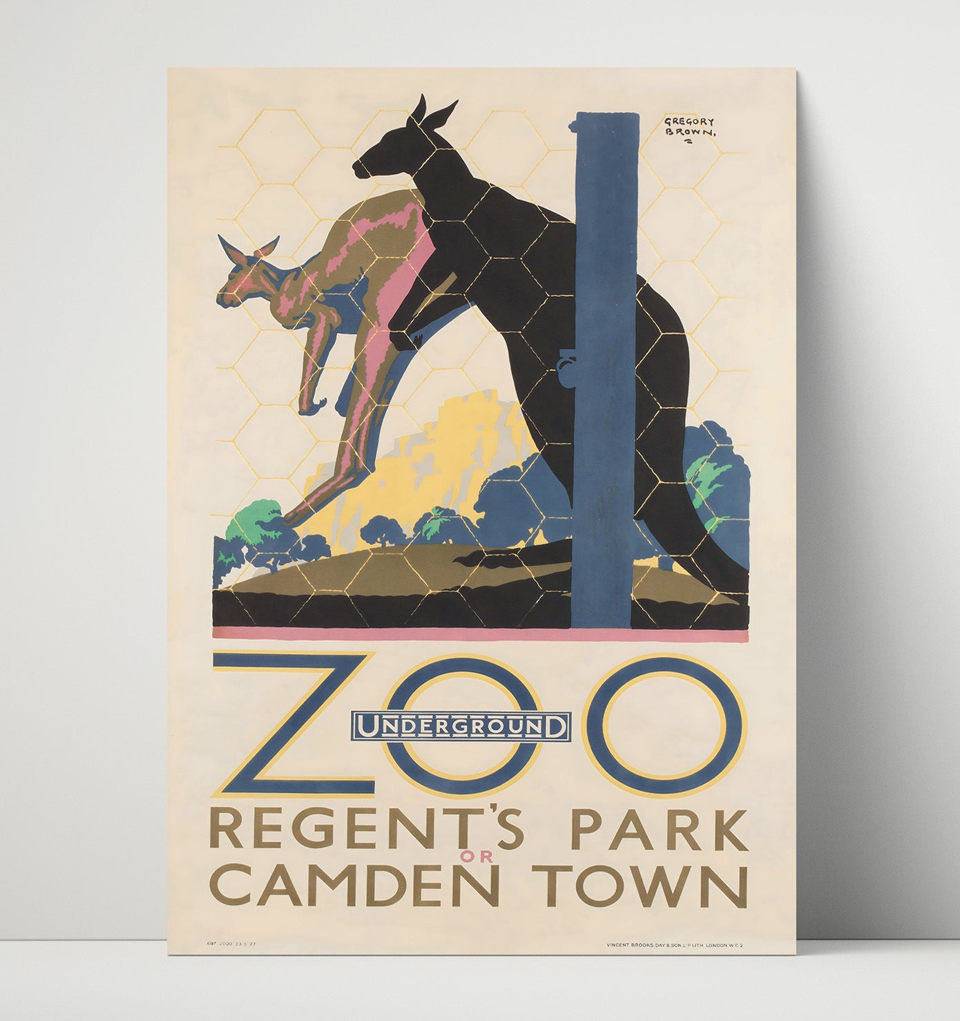 London Zoo Regents Park Kangaroo Vintage Travel Print 16x20 Unframed Print travel wall art print