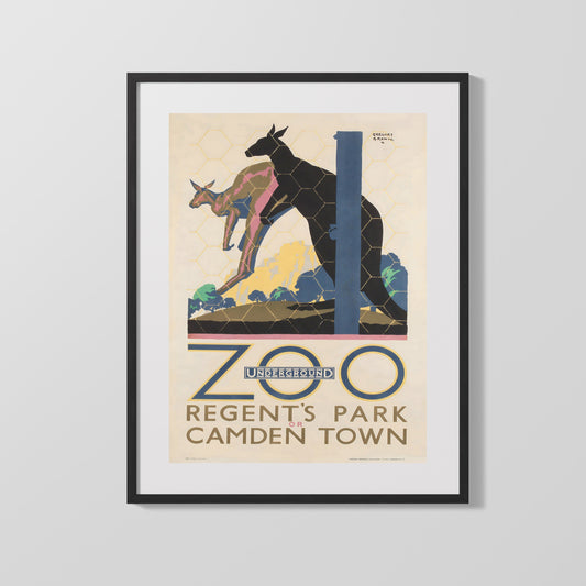 Classic Travel Poster - London Zoo - Regents Park Kangaroo