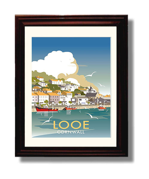 Looe Cornwall travel poster wall art 8x10 Canvas