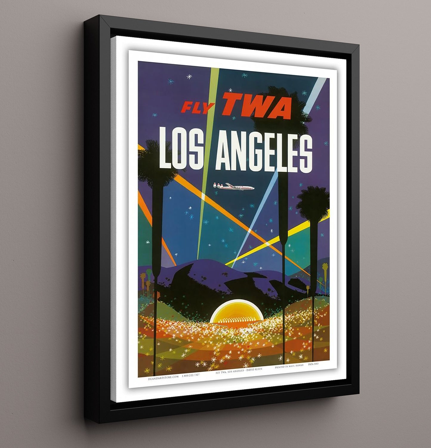 Los Angeles Fly TWA Vintage Travel Print 16x20 Framed Canvas travel wall art print