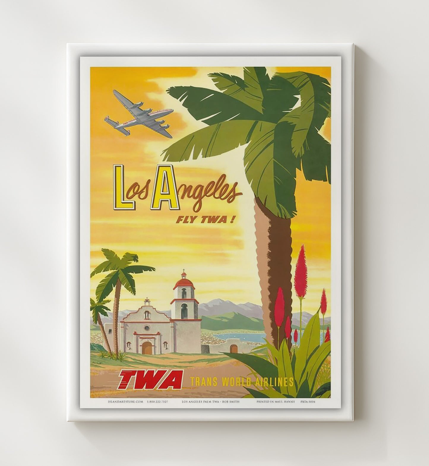 Los Angeles Palm TWA Vintage Travel Print 20x24 Canvas travel wall art print