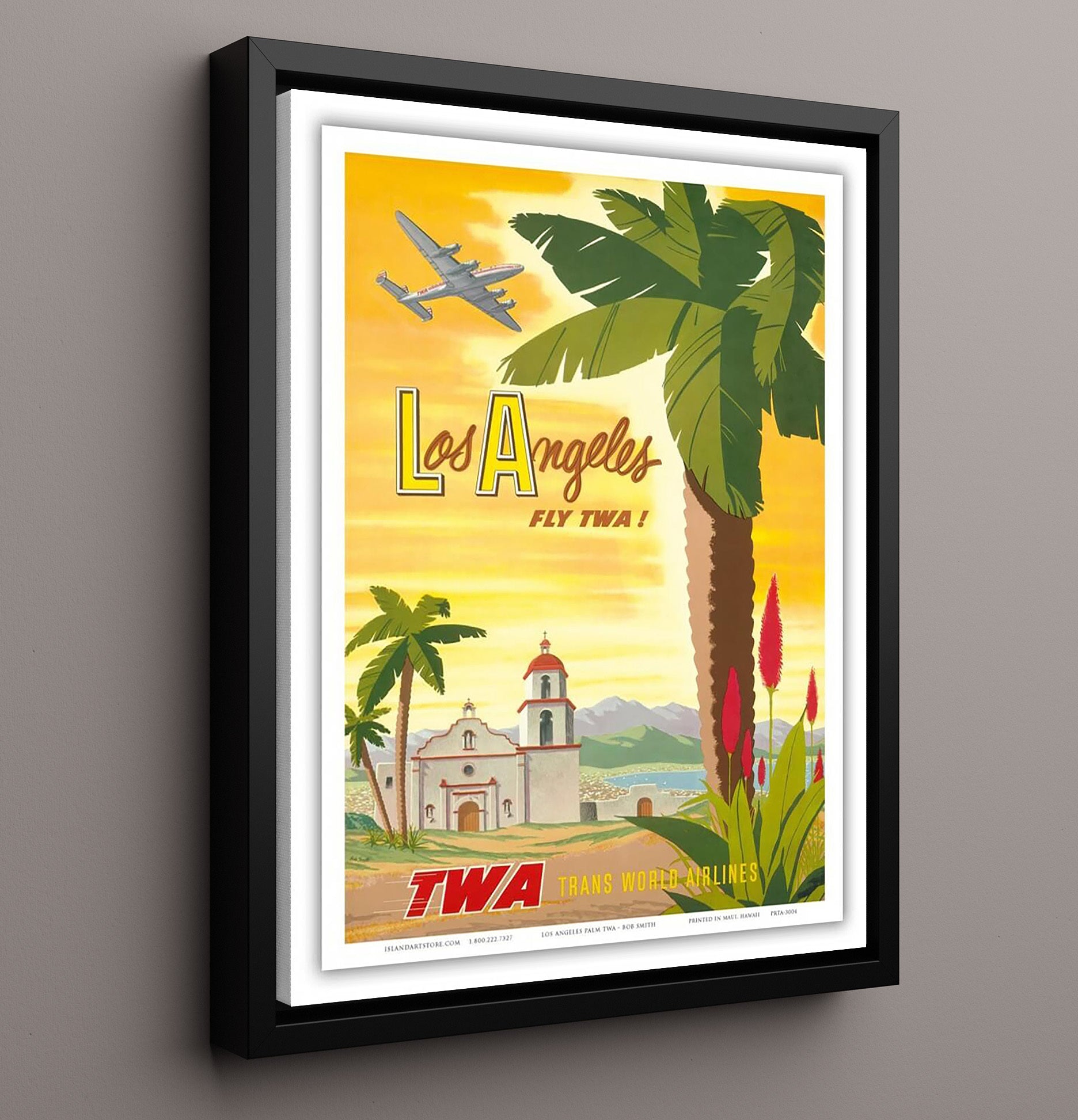 Los Angeles Palm TWA Vintage Travel Print 16x20 Framed Canvas travel wall art print