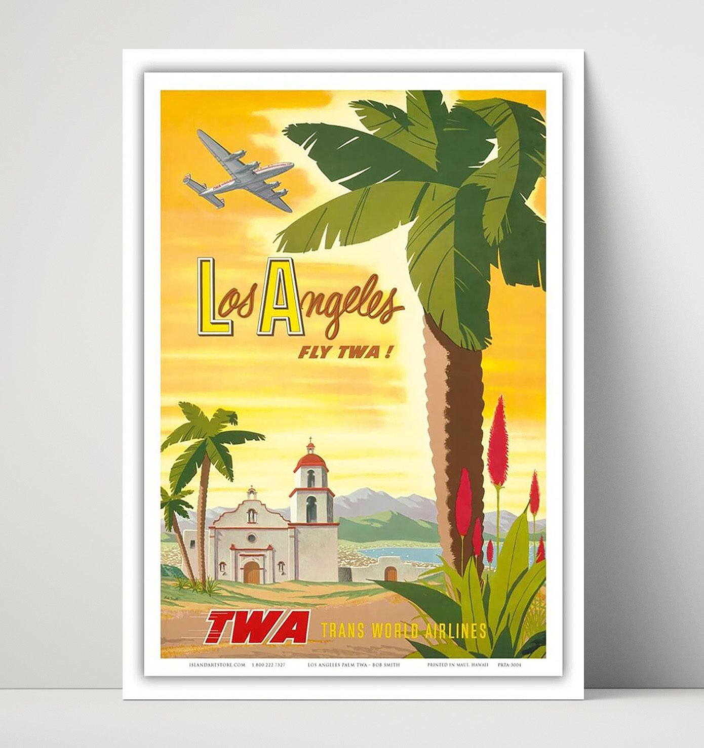 Los Angeles Palm TWA Vintage Travel Print 16x20 Unframed Print travel wall art print