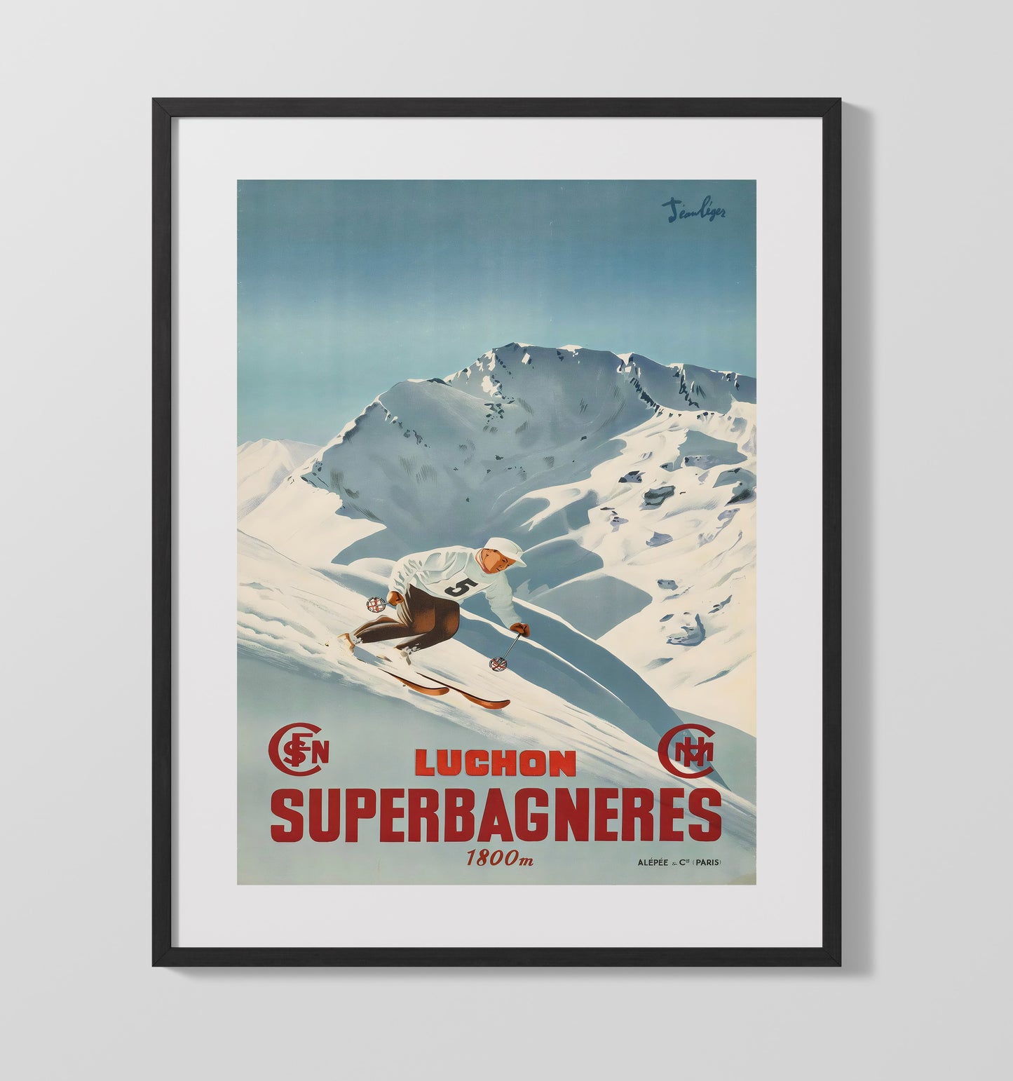 Luchon Superbagneres Vintage Travel Print 16x20 Gallery Frame travel wall art print