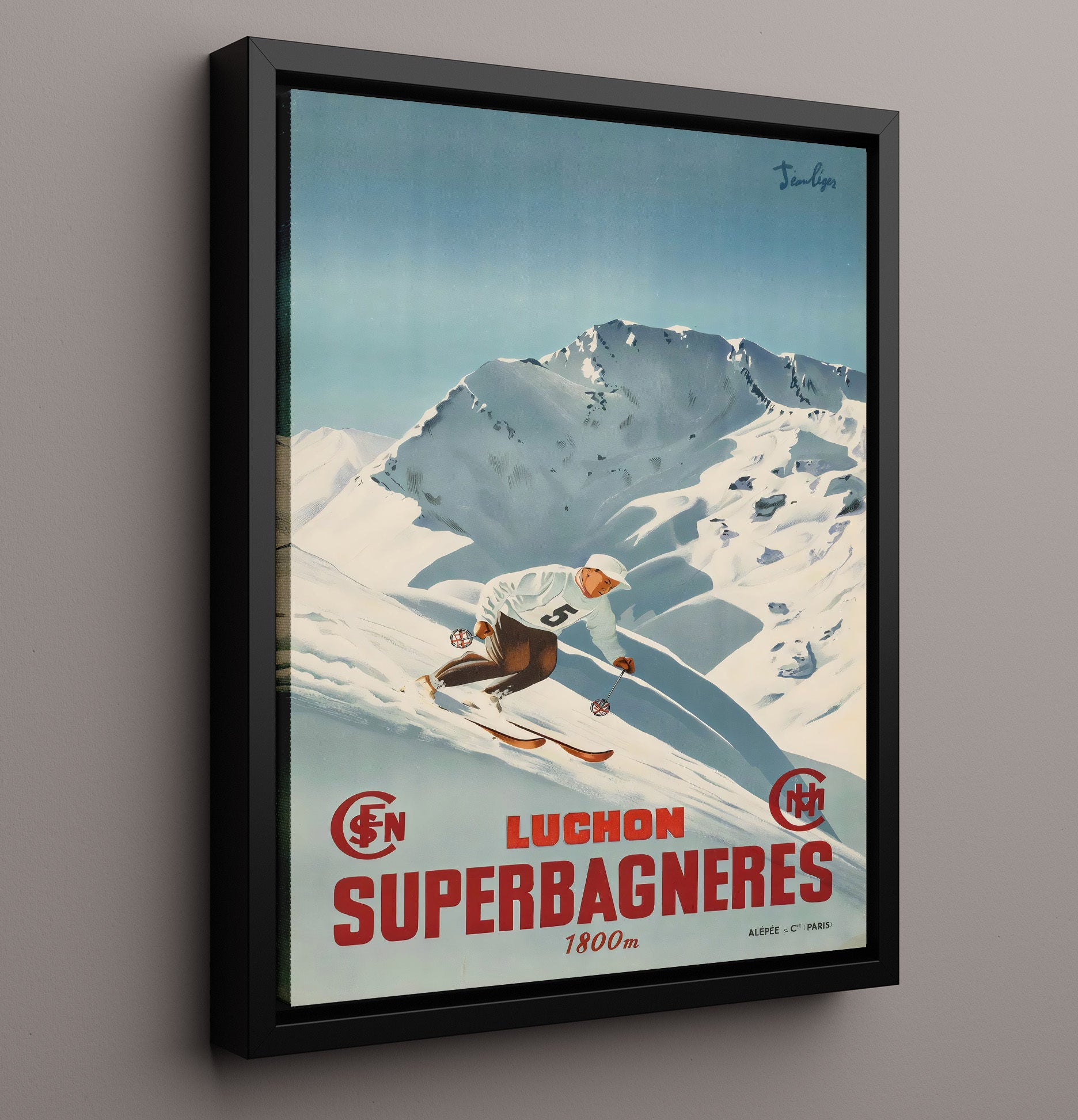 Luchon Superbagneres Vintage Travel Print 16x20 Framed Canvas travel wall art print