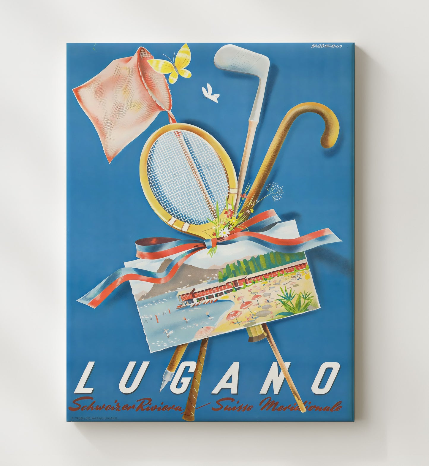Lugano Vintage Travel Print 20x24 Canvas travel wall art print