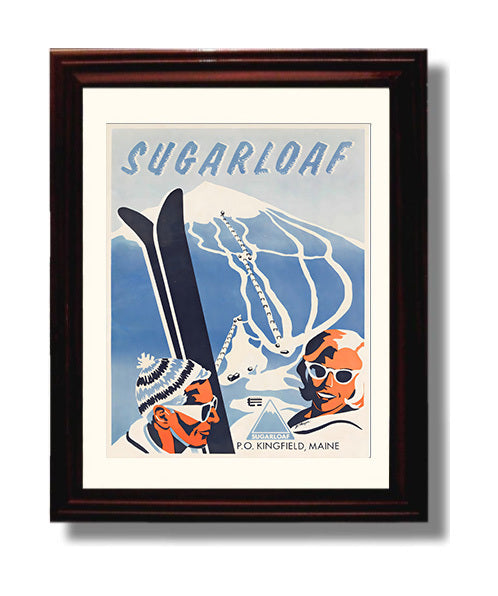 Maine Sugarloaf Ski Resort travel poster wall art 8x10 Canvas