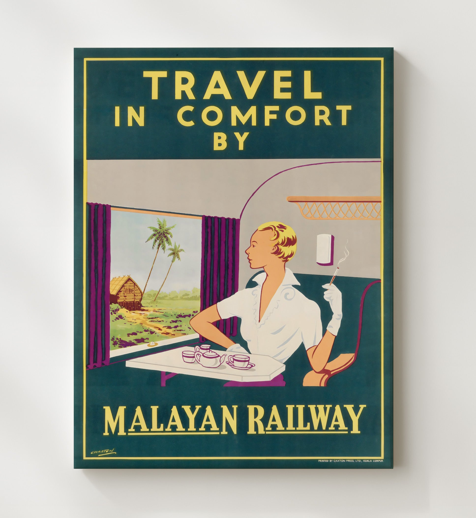 Malaya Railway Travel Vintage Travel Print 20x24 Canvas travel wall art print