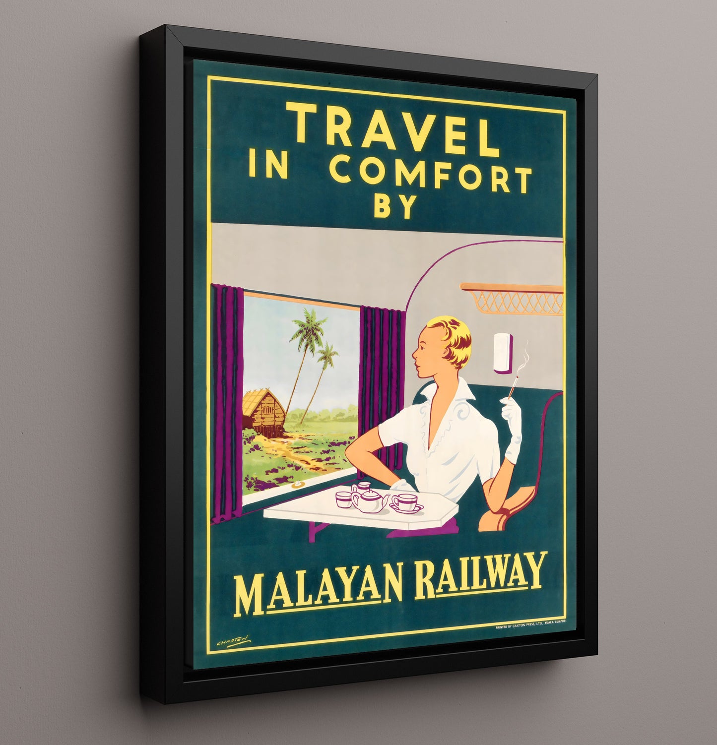 Malaya Railway Travel Vintage Travel Print 16x20 Framed Canvas travel wall art print