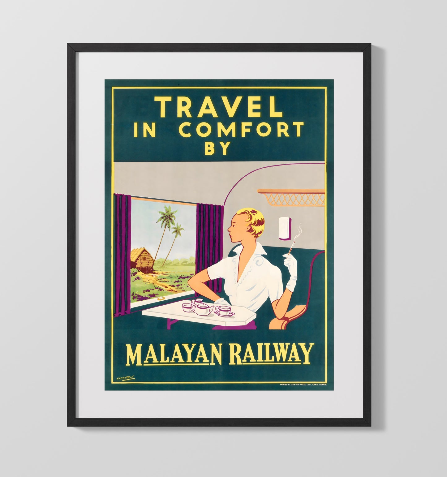 Malaya Railway Travel Vintage Travel Print 16x20 Gallery Frame travel wall art print