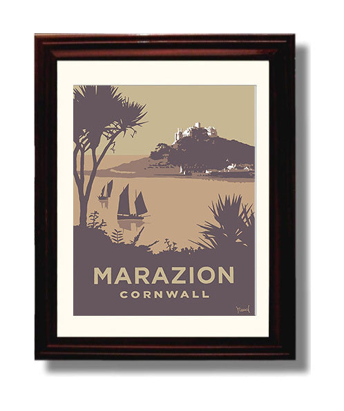 Marazion Cornwall travel poster wall art 8x10 Canvas