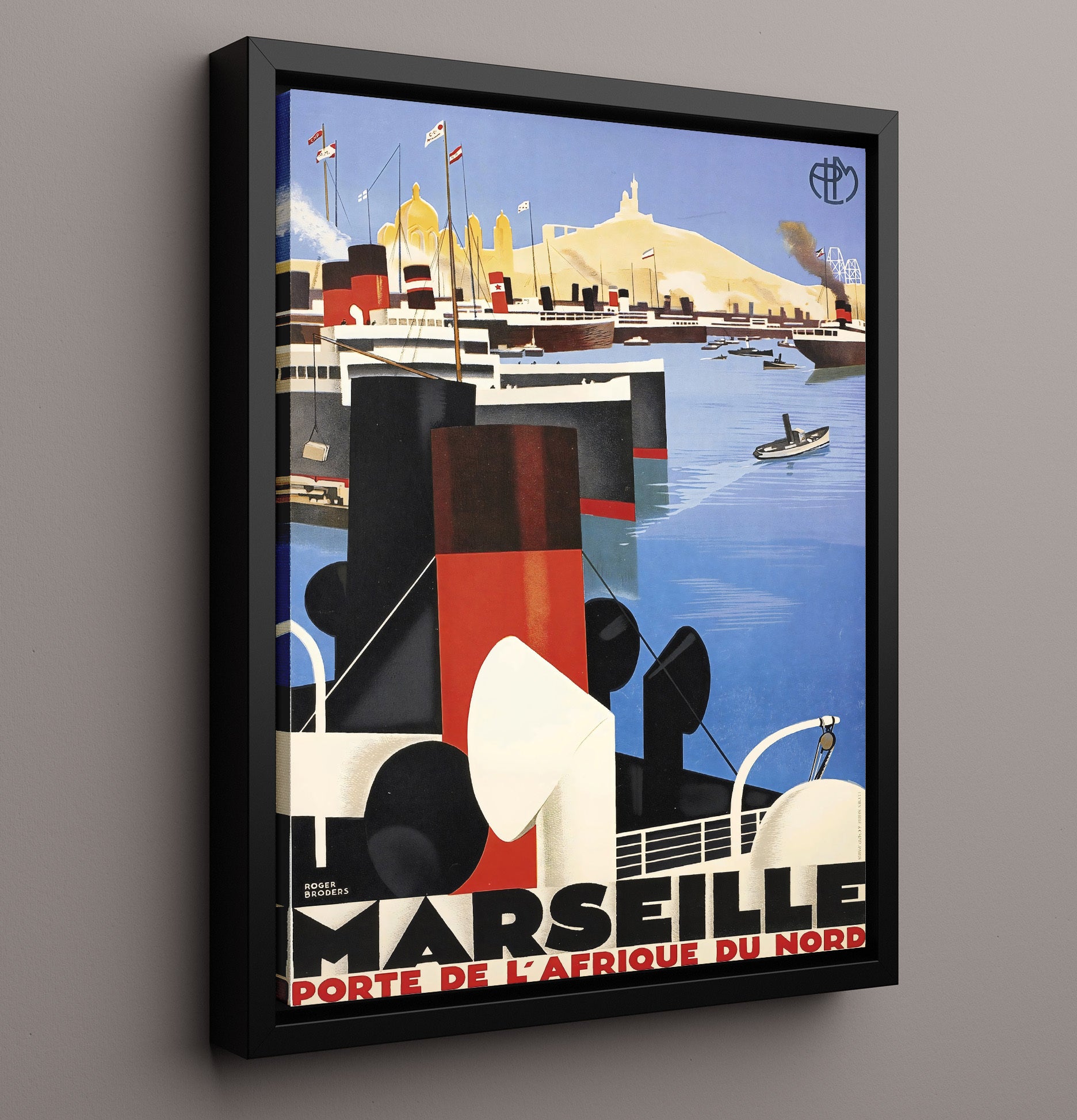 Marseille Porte de lAfrique du Nord Vintage Travel Print 16x20 Framed Canvas travel wall art print