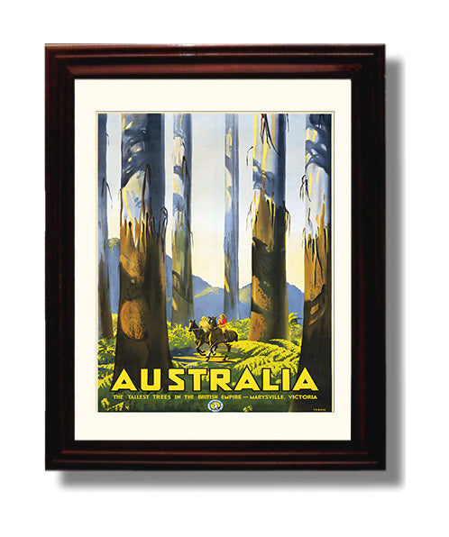 Marysville Victoria Vintage Travel Print 8x10 Beveled Frame travel wall art print